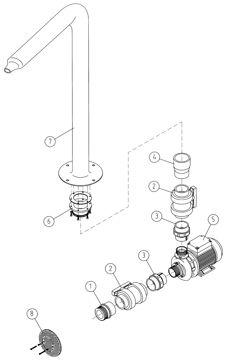 Схема Насосный комплект для водяной пушки с точечным соплом Art. 8741020